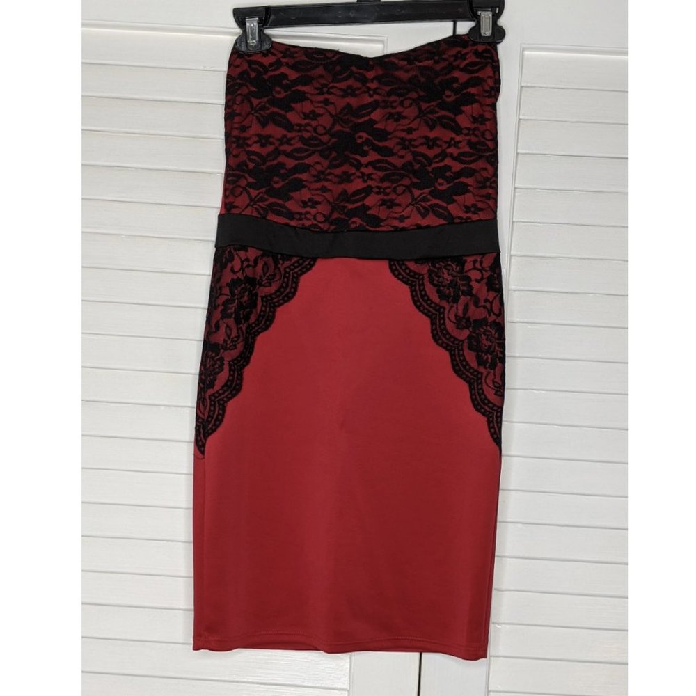 SEXY Wet Seal Red/Black Lace Dress Size M